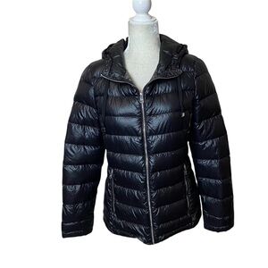 Andrew Marc Down Puffer Jacket Hooded Black 
Lighweight Packable Zip Up Small